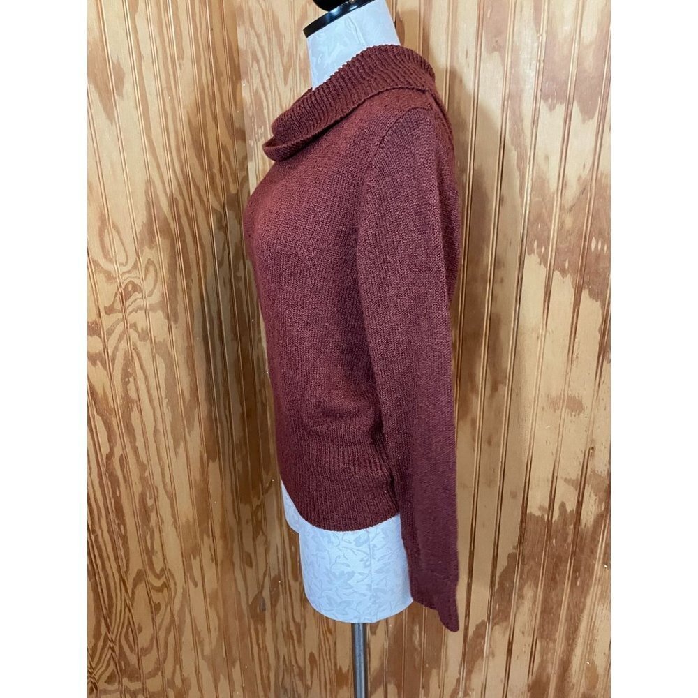 NortonMcnaughton Sweater Pullover Long Sleeve Cowl Neck Knit Rust Orange Sz S - Picture 3 of 7